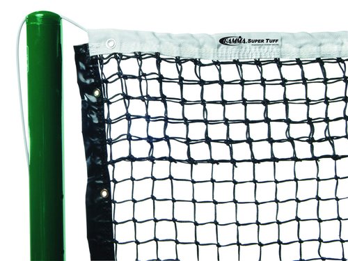 GAMMA Super Tuff Tennis Net – 3.5mm Braided Polyethylene, Double Top Rows, Heavy-Duty Polyester UV Resistant, Galvanized Steel Cable, Official Court Size