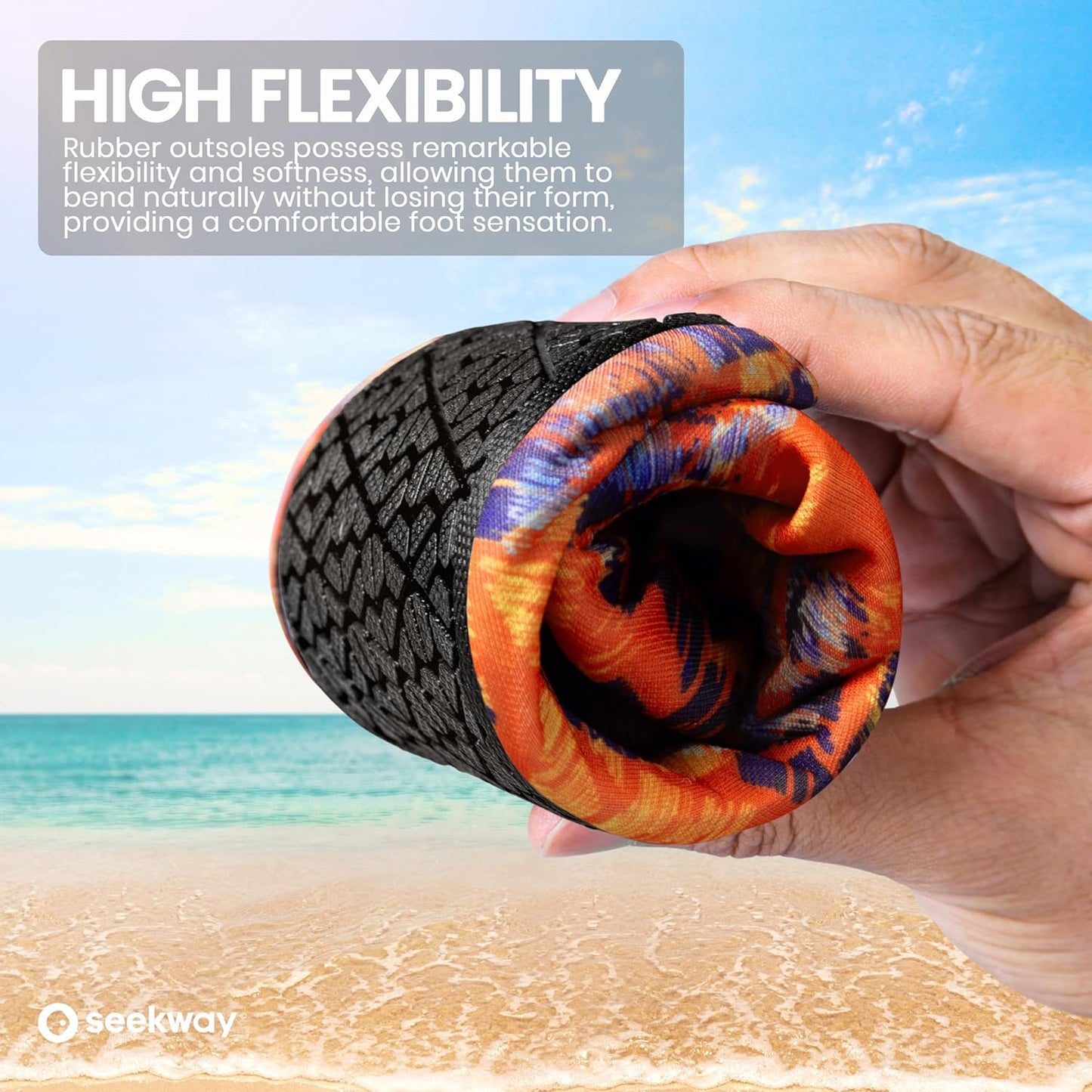SEEKWAY Water Shoes - Quick-Dry Aqua Socks for Men & Women | Non-Slip Barefoot Design - Black