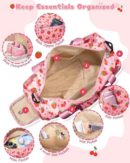 Elilier Dance Bag | Personalized Gym Bag for Girls with Shoe Compartment - Perfect Birthday Gift for Ages 3-12