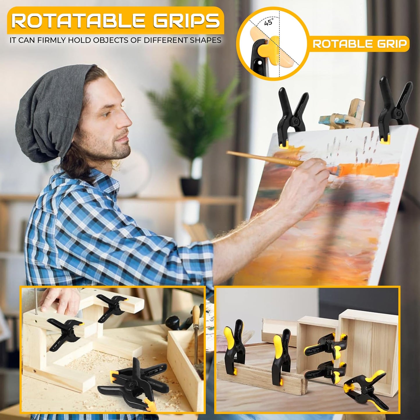 10 Pack Heavy Duty Clamps - 4 Inch Clamps for Ballon Arch with textured handles - Heavy Duty Clips for Backdrop, Photography and Home Improvement