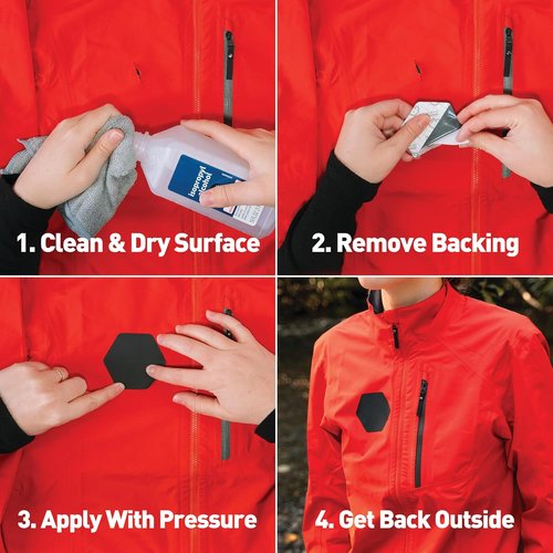 GEAR AID Tenacious Tape Hex – Repair Patches for Outdoor Gear | 2.5” & 1.5” Clear/Black (4 Patches)