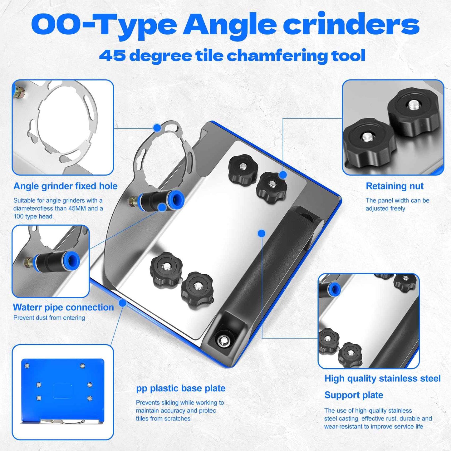 45° Tile Chamfering Tool, Angle Grinder Stand For Tile 45° Chamfer Stainless Steel Cutting, 100-Type Universal 45 Degree Tile Tools Chamfering Fixed Stand Type Angle Grinder