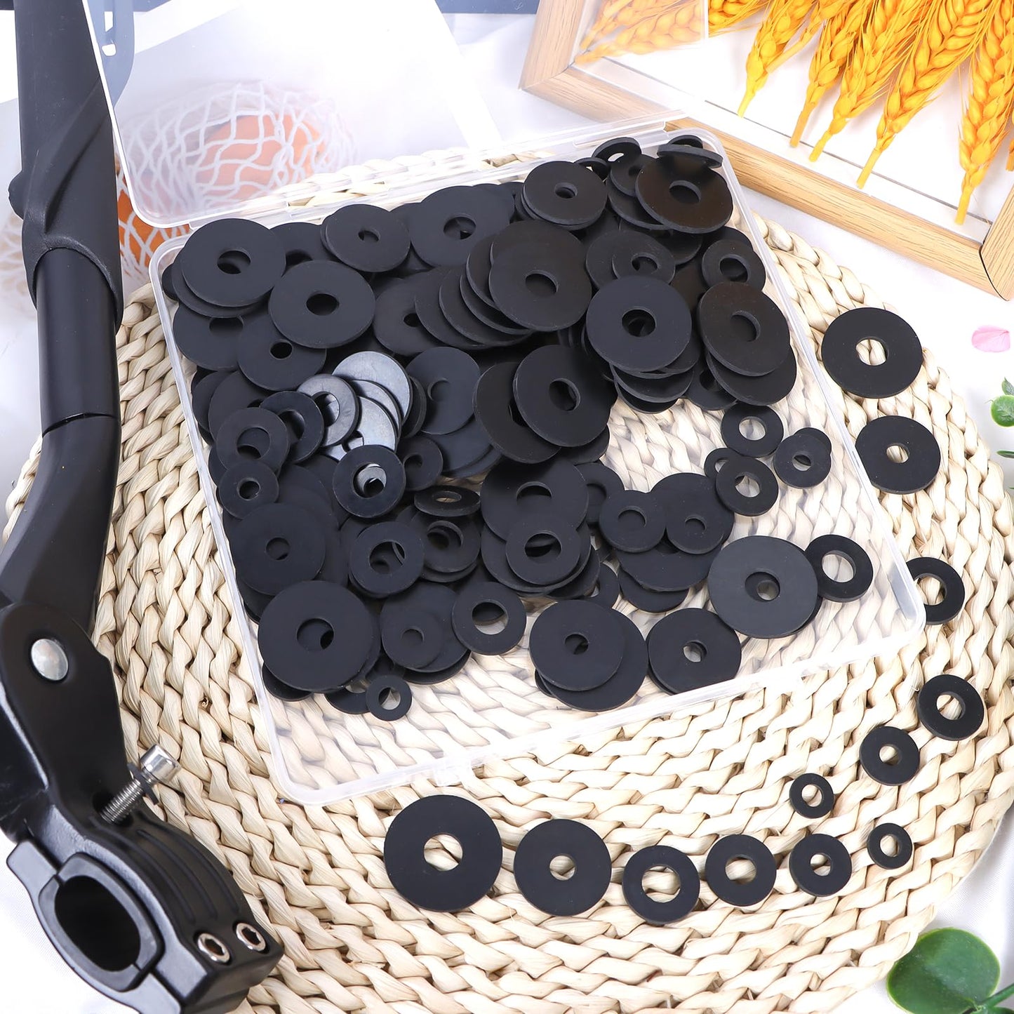 Zefphxs 240 Pcs Rubber Washers Assortment Kit, 12/16/18/20/25/30 mm Black Rubber Gasket, Vibration Absorbing Sealing Washer for Bolts Faucets Screws Garden Hose Shower Head (6 Sizes)
