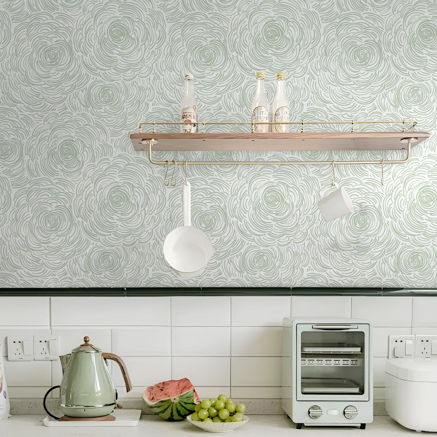 Toduso Modern Peel and Stick Wallpaper Green Contact Paper Sage Green Self-Adhesive Wall Paper Removable Decorative Wallpapers for Bedroom Bathroom Cabinets Decor Vinyl 17.3''×78.7''