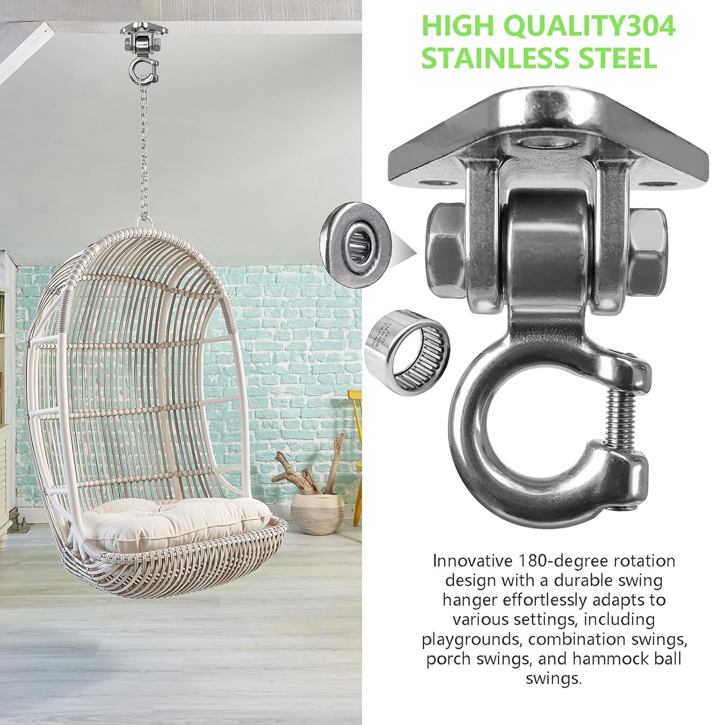 Skiennix Heavy Duty Swing Hangers - Smooth 180° Operation | 1000 lb Capacity for Indoor/Outdoor Use