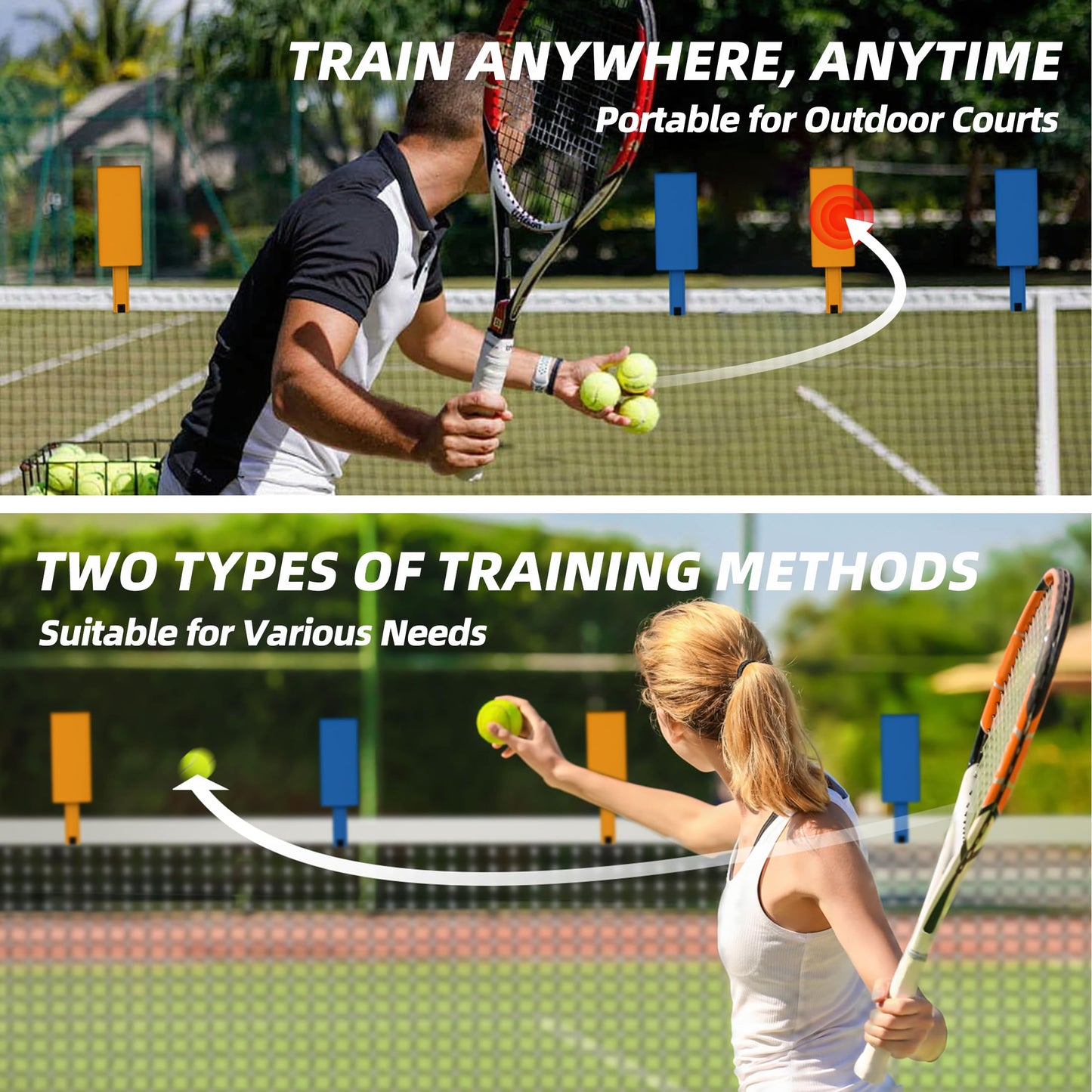MR Tennis Targets, Portable Pickleball Hitting Target w/High-Visibility Markers, Advanced Tennis Training Targets, Tennis and Pickleball Serve Training Aid for Practice & Skill Improvement, Pack of 2