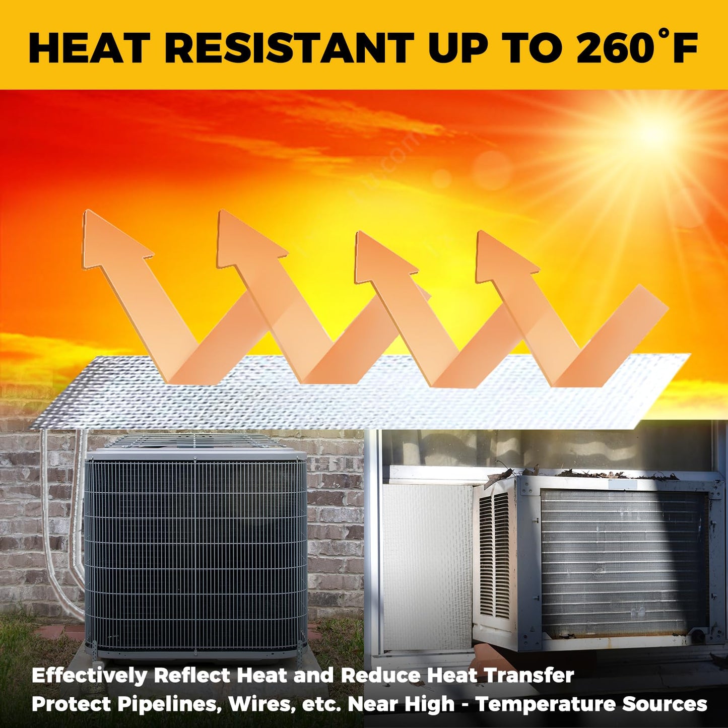 TWAKAP Super Age-Resistant AC Pipe Foam Insulation Tube Wrap Foil Fiberglass Tape,Add Weather-Resistant Layer For Pipe Insulation Foam Tube, Reflect 95%Thermal for HVAC Pipe,Window AC unit side panel