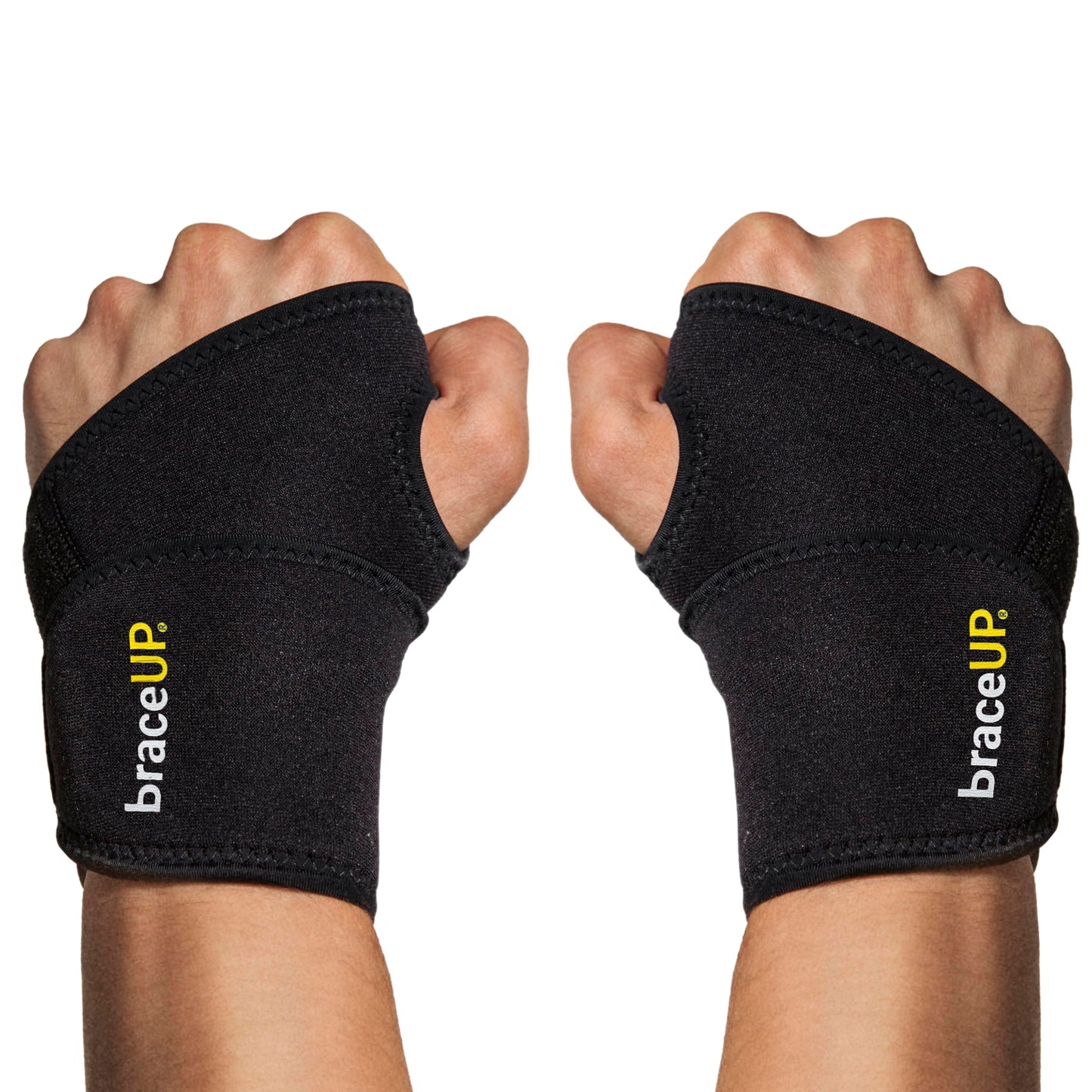 BraceUP Adjustable 2 Wrist Wraps for Men and Women - Workouts Wrist Band, Carpal Tunnel Compression Wrist Brace, Tendonitis Wrist Splint, One Size Adjustable (pack of 2)