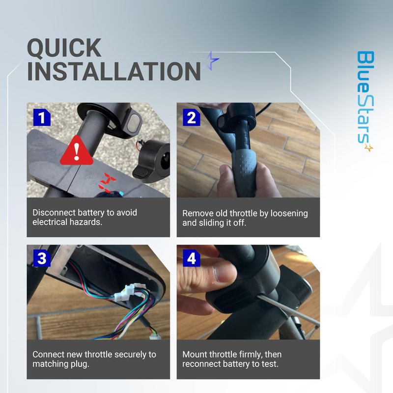 BlueStars Electric Scooter Thumb Throttle Compatible with Gotrax GXL V2/ Apex/Apex Pro/Apex XL/XR Elite - Electric Scooter Throttle Replacement (Female Plug)