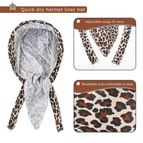 DOCILA Do Rags Skull Cap for Men Leopard Motorcycle Durags Cheetah Helmet Liner Beanie Animal Cycling Head Bandana Sports Doo Dew Hair Cover