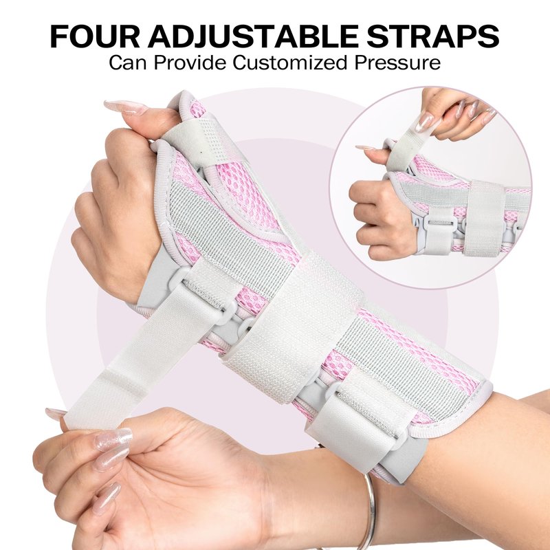 Medibot Wrist & Thumb Brace for Day & Night Support - Adjustable Spica Splint for Carpal Tunnel, De Quervain's, Tendonitis Pain Relief and Arthritis, R/M Size Pink for Men & Women