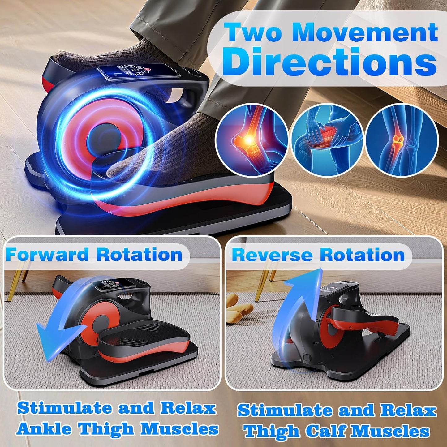 Under Desk Elliptical Machine | Skiennix Electric Mini Elliptical for Seniors - 12-Speed Touch Screen & Remote Control