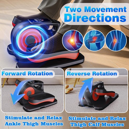Under Desk Elliptical Exercise Machine, Electric Under-Desk Elliptical for Seniors - Mini Ellipse Leg Exerciser with 12-Speed Touch Screen, Remote Control & Reversible Motion (Black)