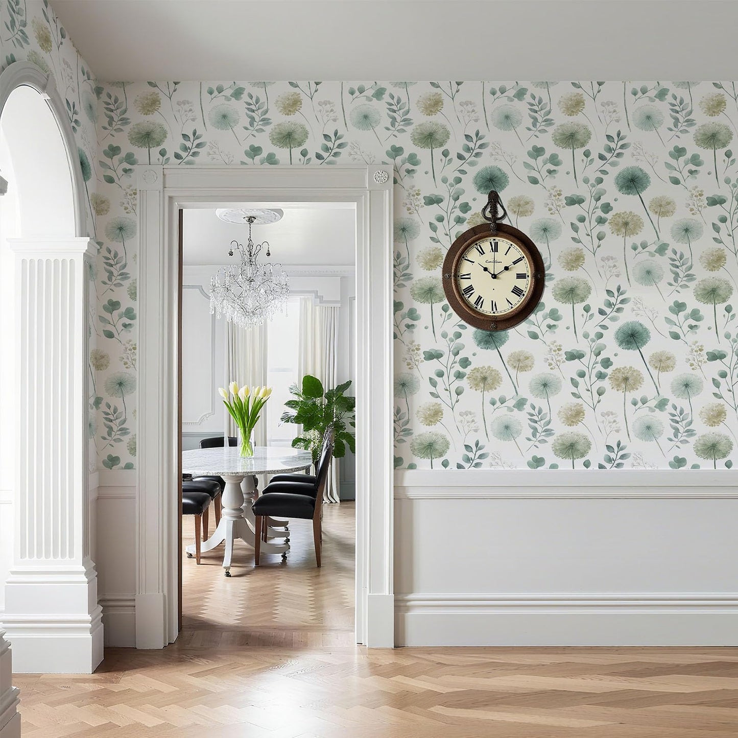 Wookmmy Sage Green Leaf Dandelion Peel and Stick Wallpaper Modern Botanical Eucalyptus Contact Paper Removable Waterproof Self Adhesive Wallpaper for Bedroom Bathroom Cabinets Farmhouse 17.7"x78.7"