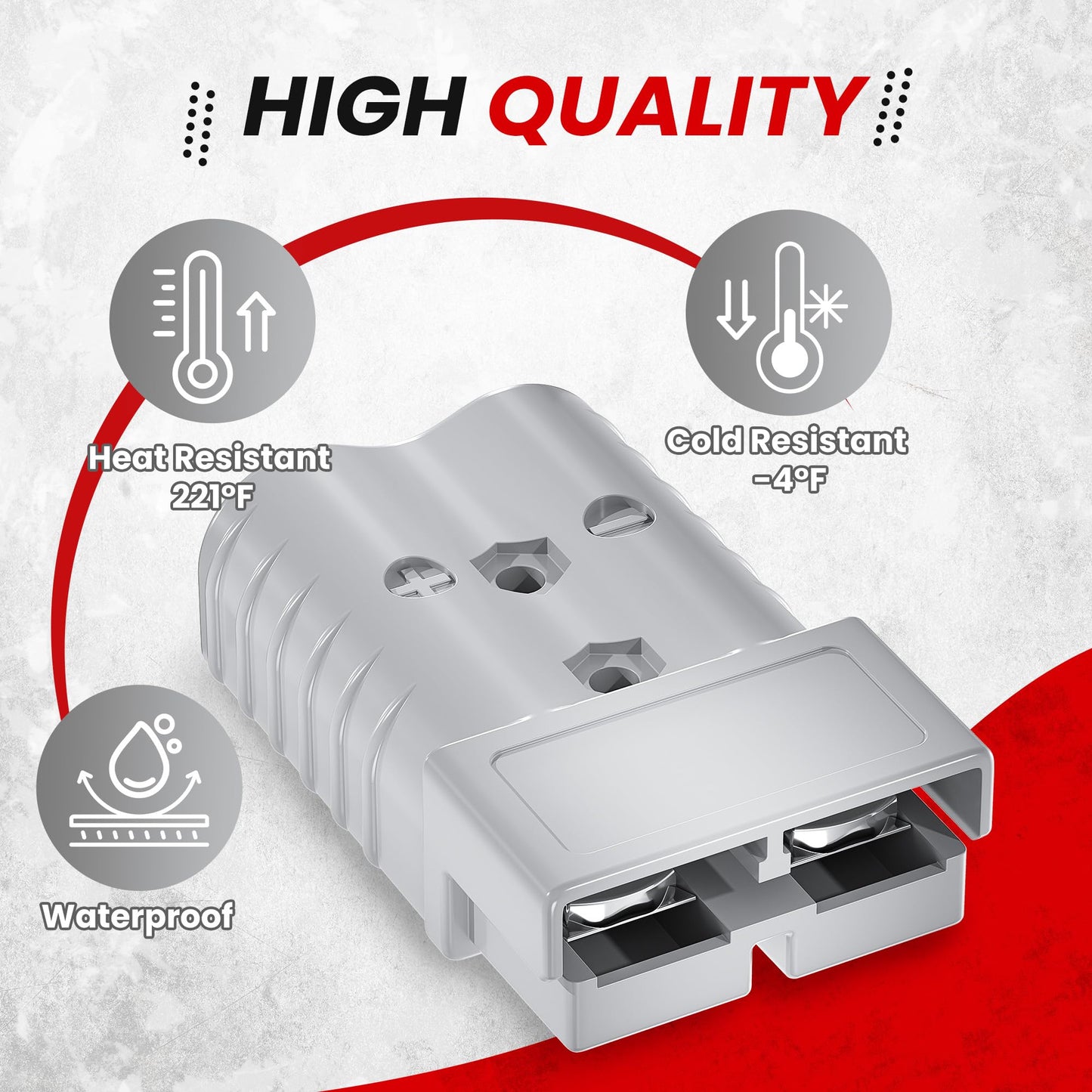 DMTVAL 120A Quick Connect Battery Connector Kit, Genderless Plug for 4 AWG Wire, 2 Pack Red Housing, Suitable for Car, Trailer, Winch, Forklift, Trolling Motor