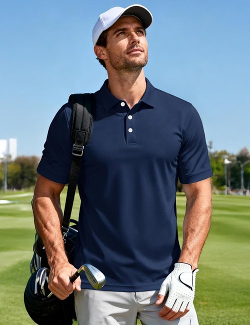 MAGCOMSEN Men's Polo Shirt - Quick Dry Short Sleeve Golf T-Shirt for Casual Work & Outdoor Performance