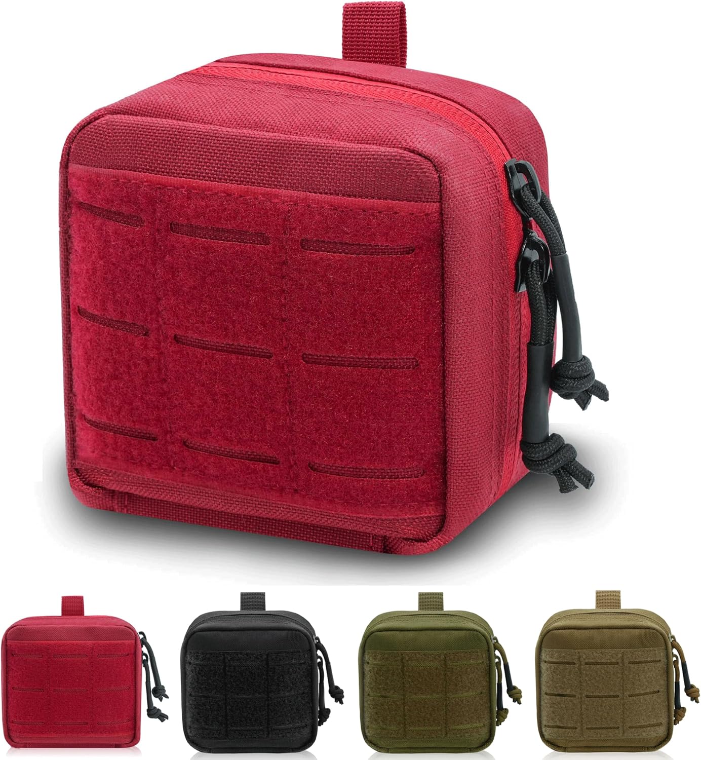 Upgrade Tactical Molle Admin Pouch - Laser Cut Design with Interior Divider | 4x4 Inches, Flag Patch