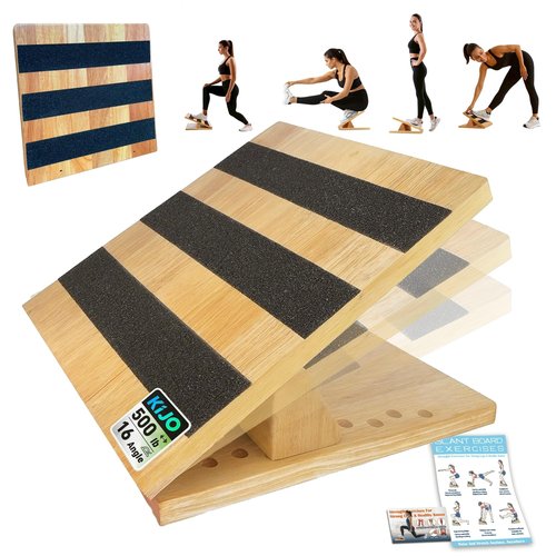 16-Level Adjustable Wooden Slant Board for Squats – 550 lbs Heavy Duty Squat Wedge for Weightlifting & Ankle Mobility – Incline Board for Calf Raises & Leg Day Training【Made in Taiwan KIJO Studio】