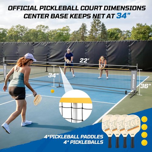 Haokelball Badminton Volleyball Pickleball Net Set - 22FT Portable All-in-One System with Adjustable Height, Includes Balls & Rackets