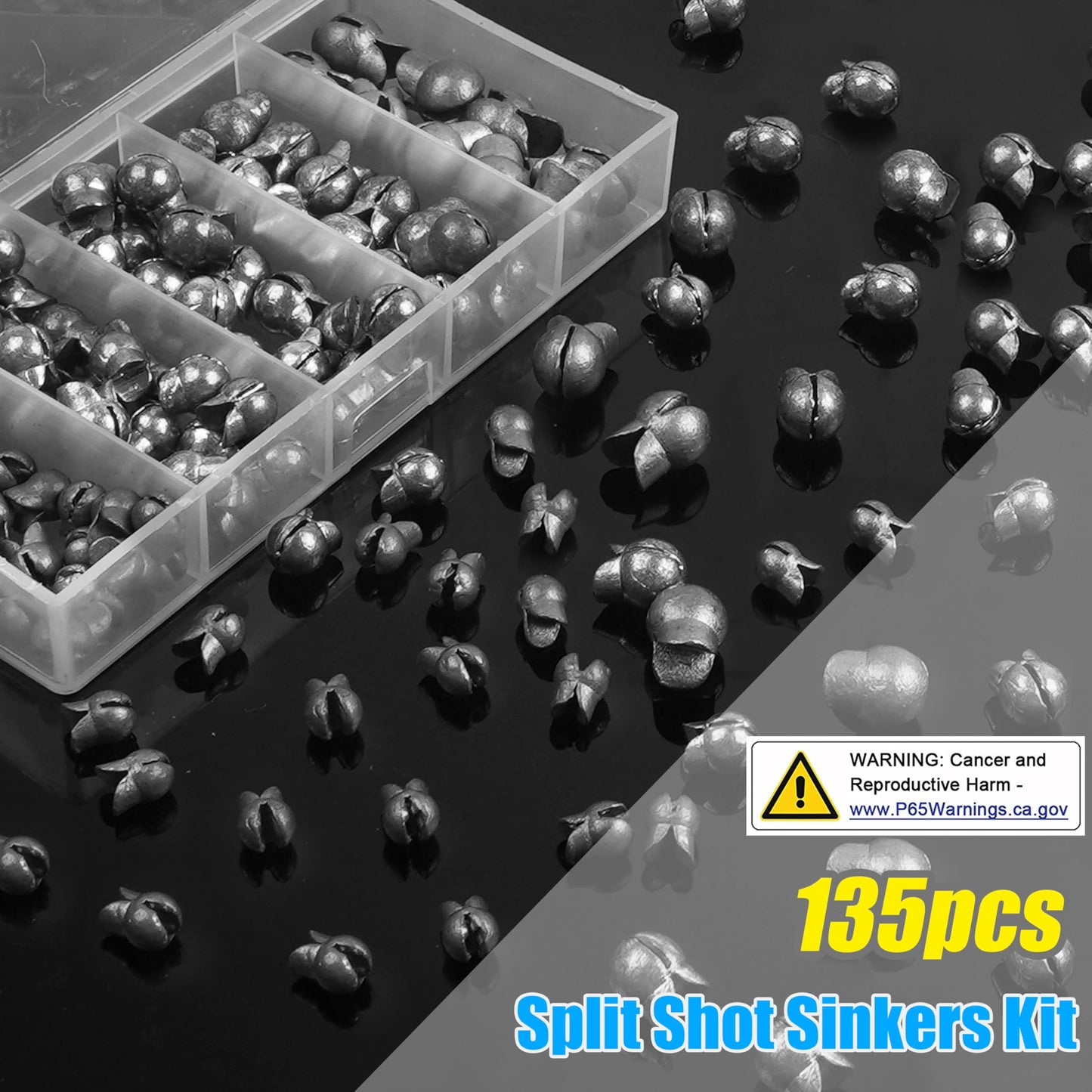 Split Shot Sinker Fishing Weights, 135pcs Removable Round Split Shot Fishing Line Sinkers Clip On Weights for Freshwater Saltwater Fishing