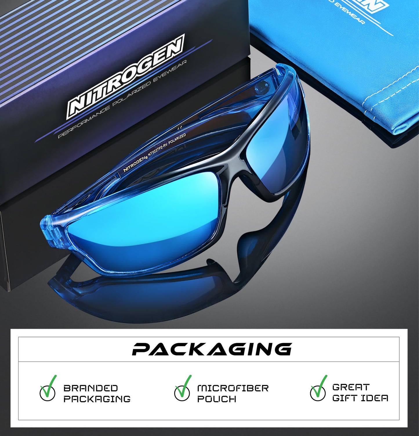 Nitrogen Polarized Wrap Around Sport Sunglasses for Men Women UV400 Driving Fishing Running Sun Glasses