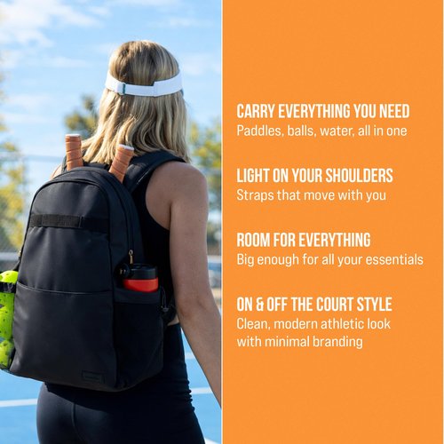 Masaya Compact Pickleball Sling Bag – 18L, Fits 3 Paddles – Lightweight, Durable, Water-Resistant, Minimal Branding, Fence Hook, Water Bottle Holder, Multi-Pocket, Adjustable Strap (Black)