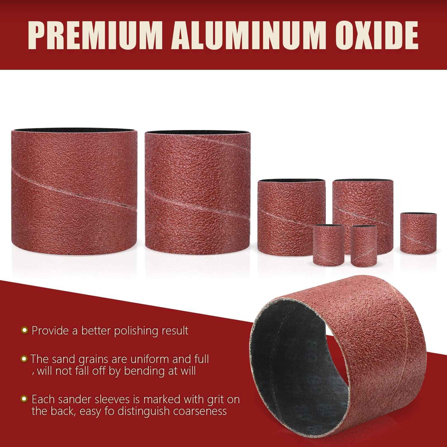 VIBRATITE 37 Pieces Drill Press Sanding Drum Kit, 80 and 120 Grit Spindle Sander Sleeves with Tool Carrying Case for Rotary Tools, Power Drill, Woodworking, Paint, Metal Surfaces Polishing Jobs