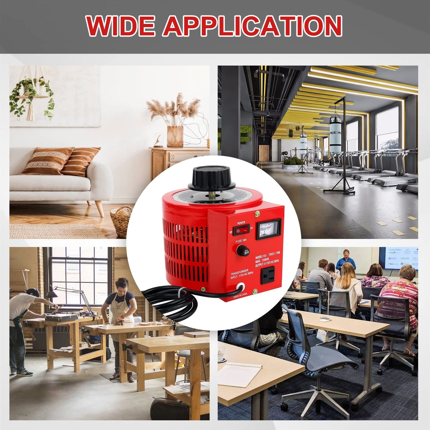 YaeCCC Voltage Transformer 10 Amp Auto AC Variable Voltage Converter,1000VA,0~130 Volt Output (1000W Max)