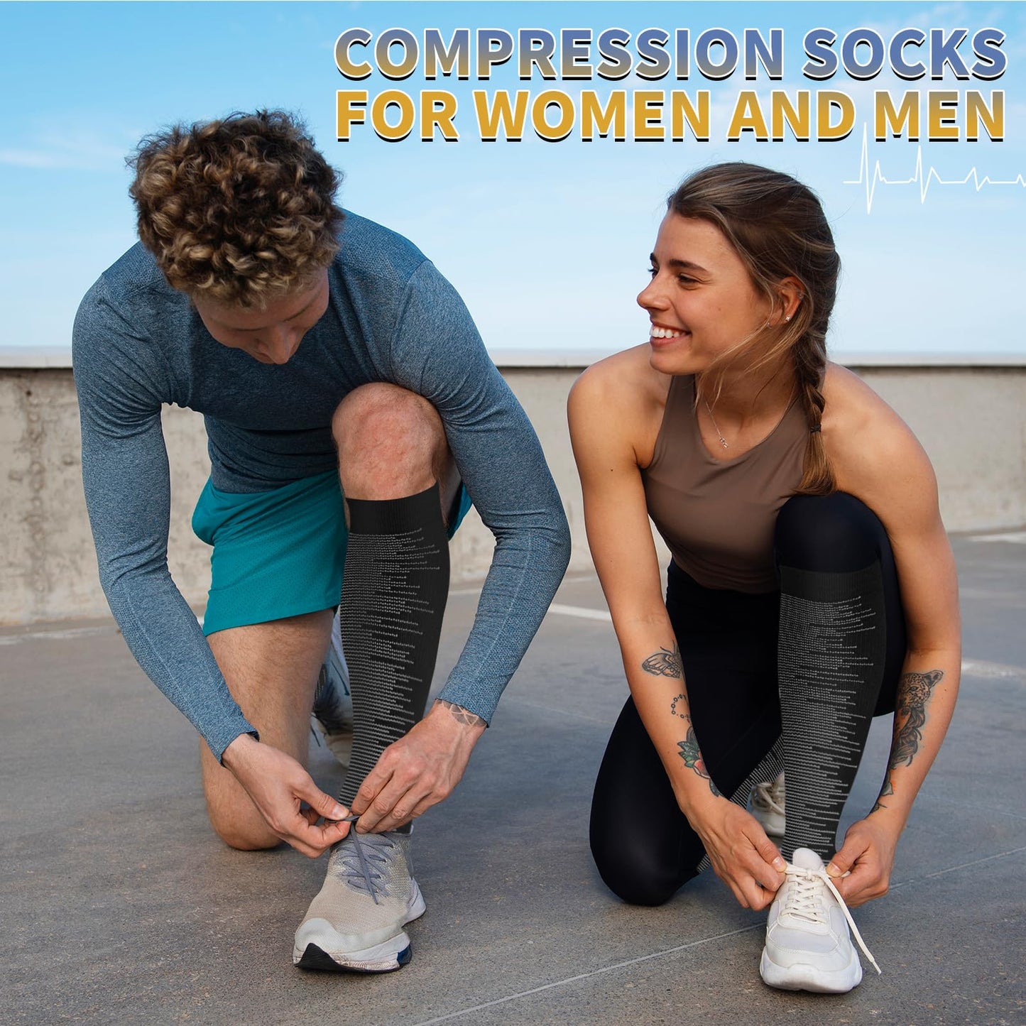 Sooverki Graduated Copper Compression Socks for Men & Women Circulation 8 Pairs 15-20mmHg - Best for Running Athletic Cycling