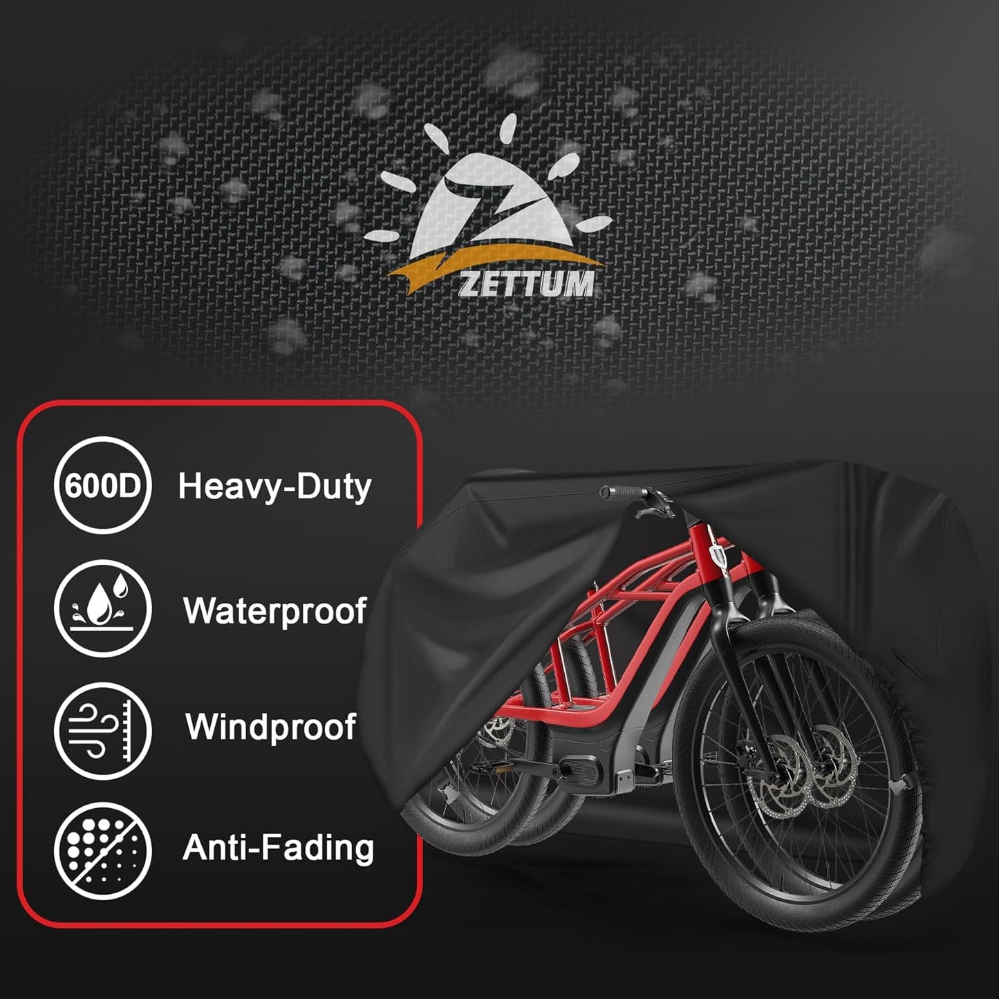 Zettum Bike Cover for 2 Bikes - Heavy-Duty Waterproof 600D Outdoor Storage | Fits eBikes, Mountain Bikes & More