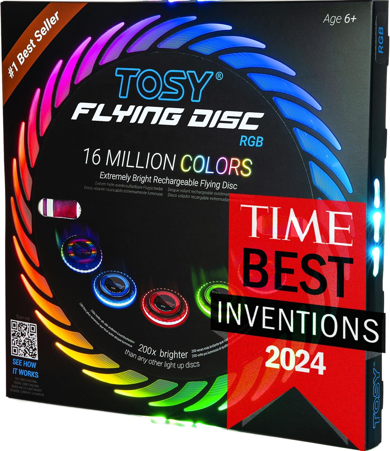 TOSY Flying Disc - Super Bright 108 RGB LED Lights | Rechargeable & Waterproof | Perfect for Kids & Teens