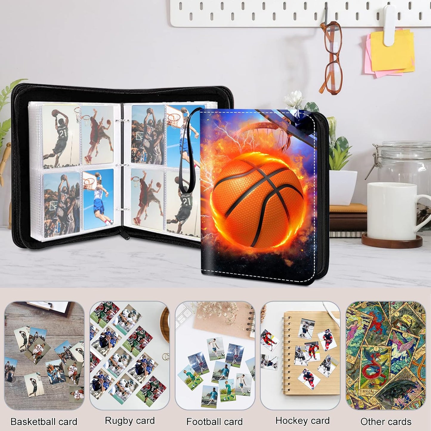 Skiennix Premium Basketball Card Binder - 400 Double-Sided Pockets, Water-Resistant, 3-Ring Album