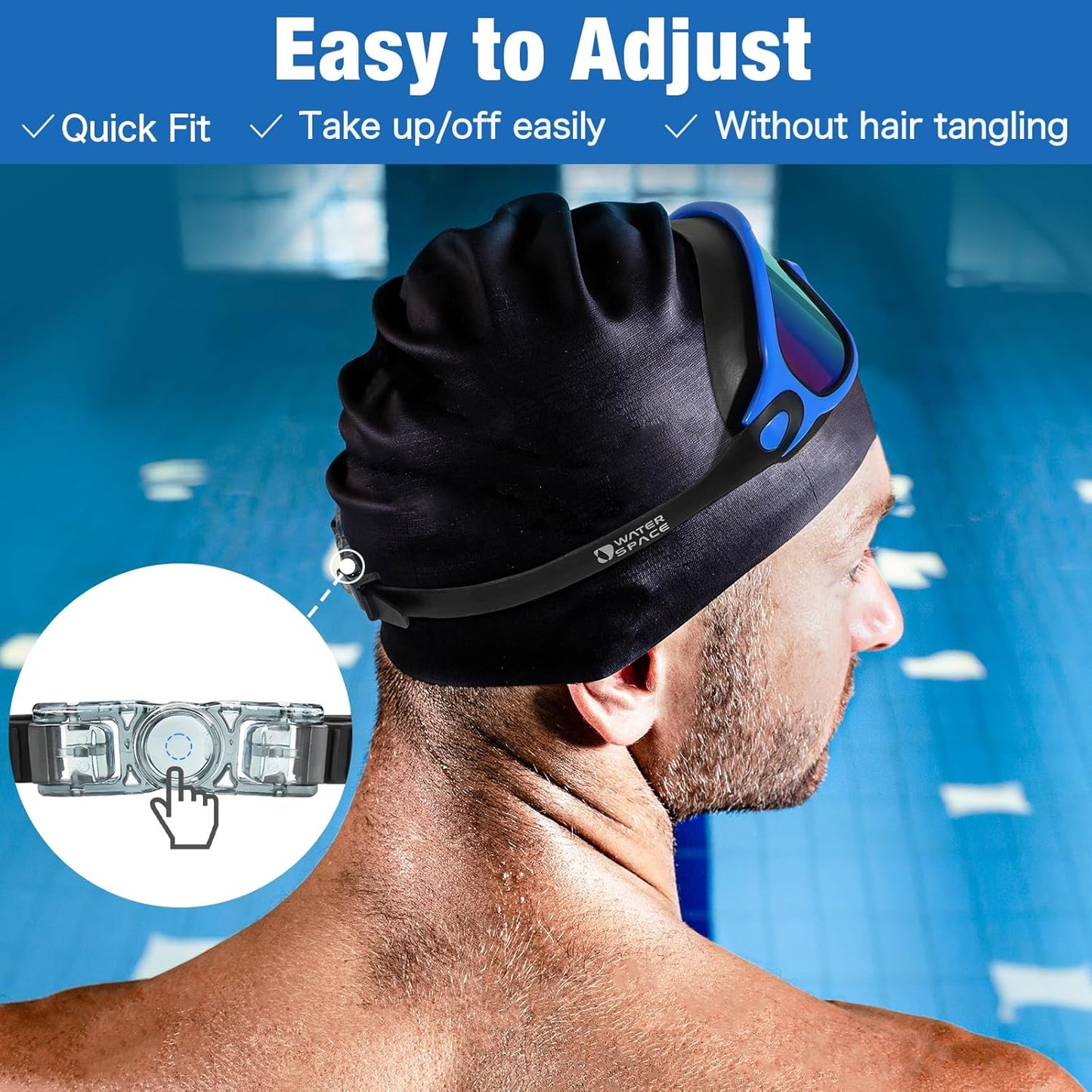 Water Space Swim Goggles 2 Pack for Adult Men Women, Anti-fog UV Protection No Leak 180° Wide View Clear Vision Pool Goggles