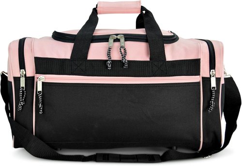 DALIX 21" Sports Duffle Bag - Adjustable Strap Gym & Travel Bag in Pink