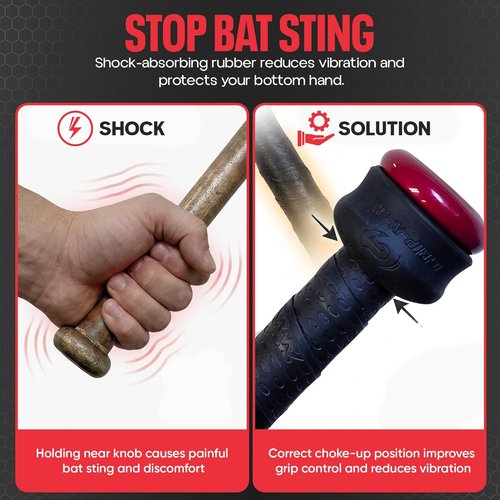 Grip-N-Rip Knob Stacker Choke-Up Ring | Custom Fit for Baseball/Softball Bats - Reduces Bat Sting
