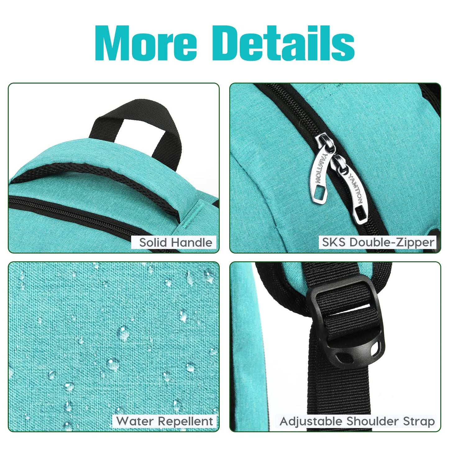 YAMTION School Backpack for Teen Girls and Boys,Laptop Bookbag for College with USB Charging Port,Green