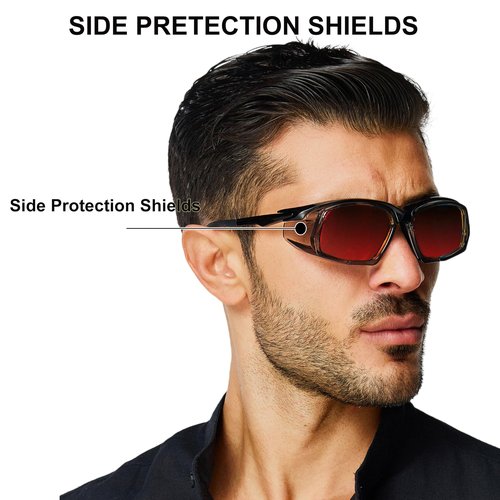 cosycare Windproof Protective Sunglasses With Side Shields for outdoors eyes protection (Red)