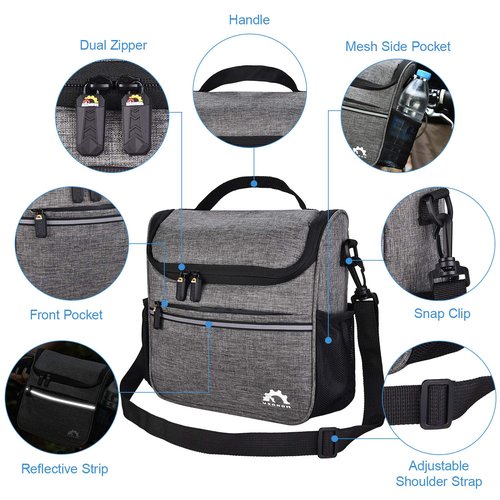 HUIOP bike handlebar bag, Waterproof Bike Handlebar Insulated Cooler Bag Front Bag Mountain Road Bicycle Cycling Handlebar Basket Bag Pannier Shoulder Bag
