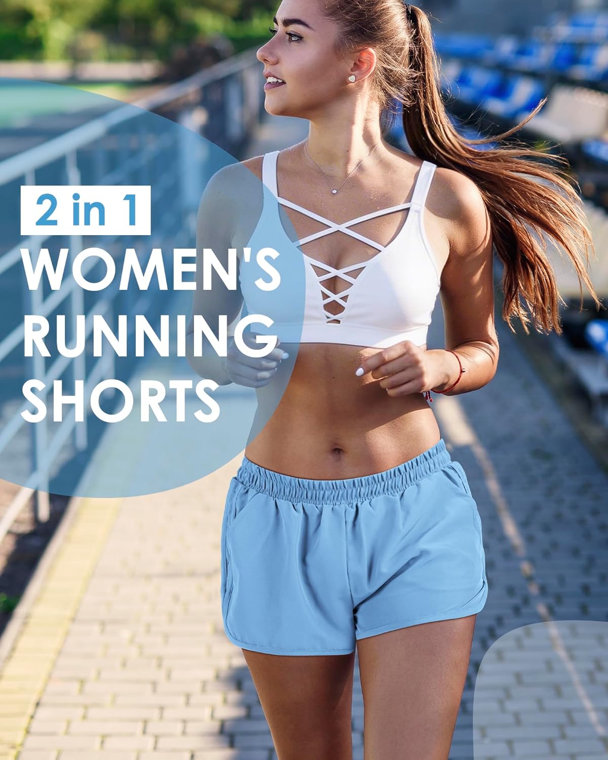 Skiennix Women's 2-in-1 Running Shorts - Quick Dry Athletic Shorts with Pockets for Gym & Hiking