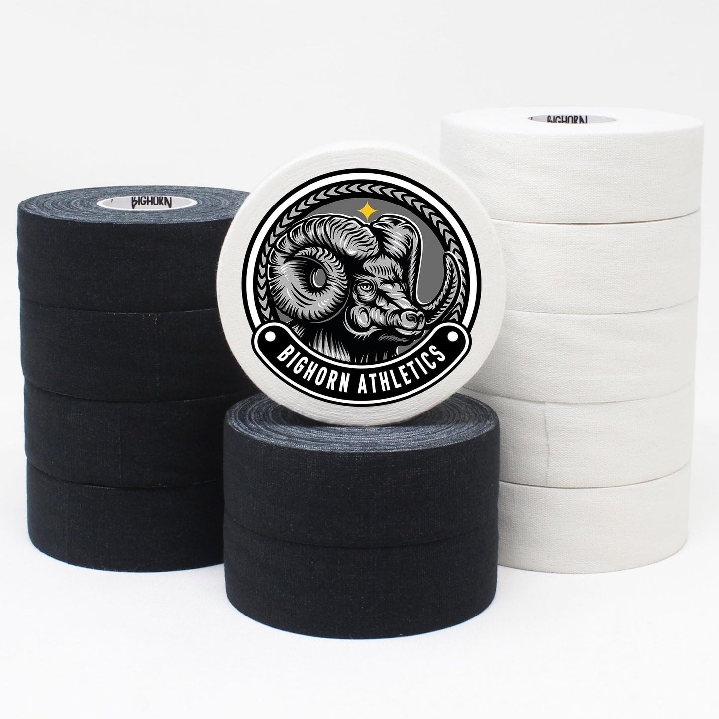 Bighorn Athletics Boxing & Athletic Sports Tape, Extra Sticky, 1-Inch x 45-feet, 6-Rolls (Black)