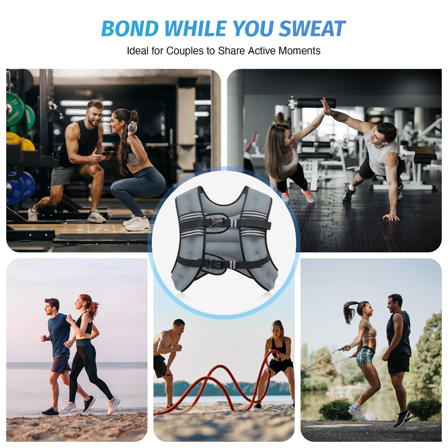 ZELUS Weighted Vest, 6lb/8lb/12lb/16lb/20lb/25lb/30lb Weight Vest with Reflective Stripe for Workout, Strength Training, Running, Fitness, Muscle Building, Weight Loss, Weightlifting, Grey(20 lb)