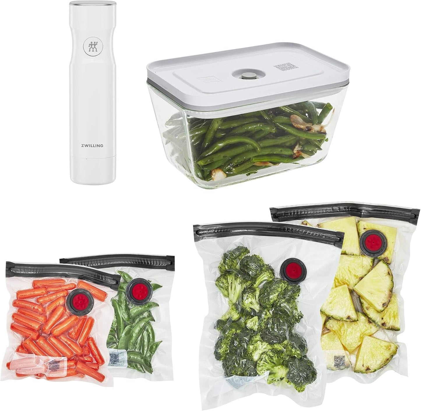 ZWILLING Fresh & Save Vacuum Sealer Machine - Airtight Food Storage Containers & Sous Vide Bags Set