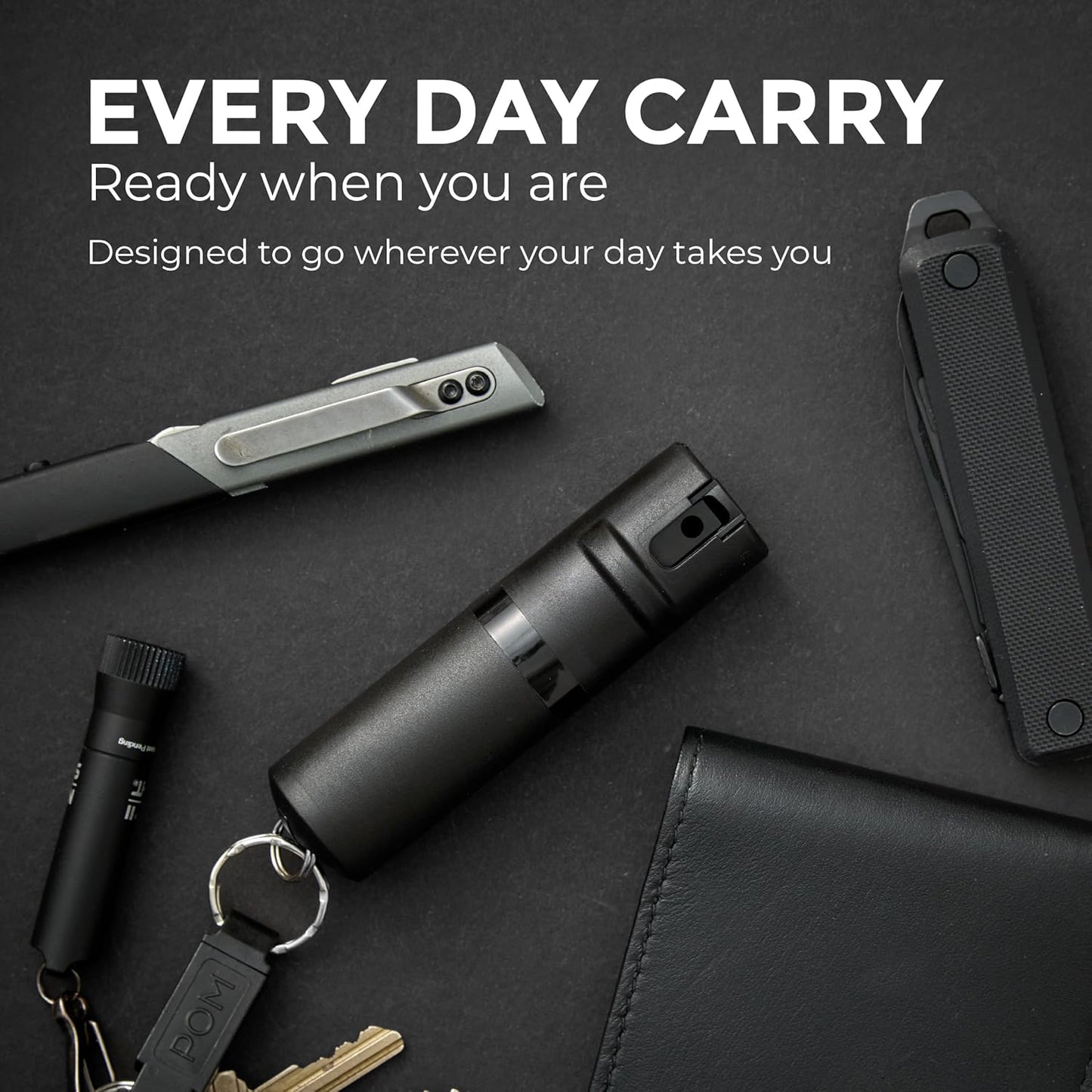 POM Premium Pepper Spray Keychain - Quick Release Flip Top Safety | Police Grade OC Formula, 10 Ft Range