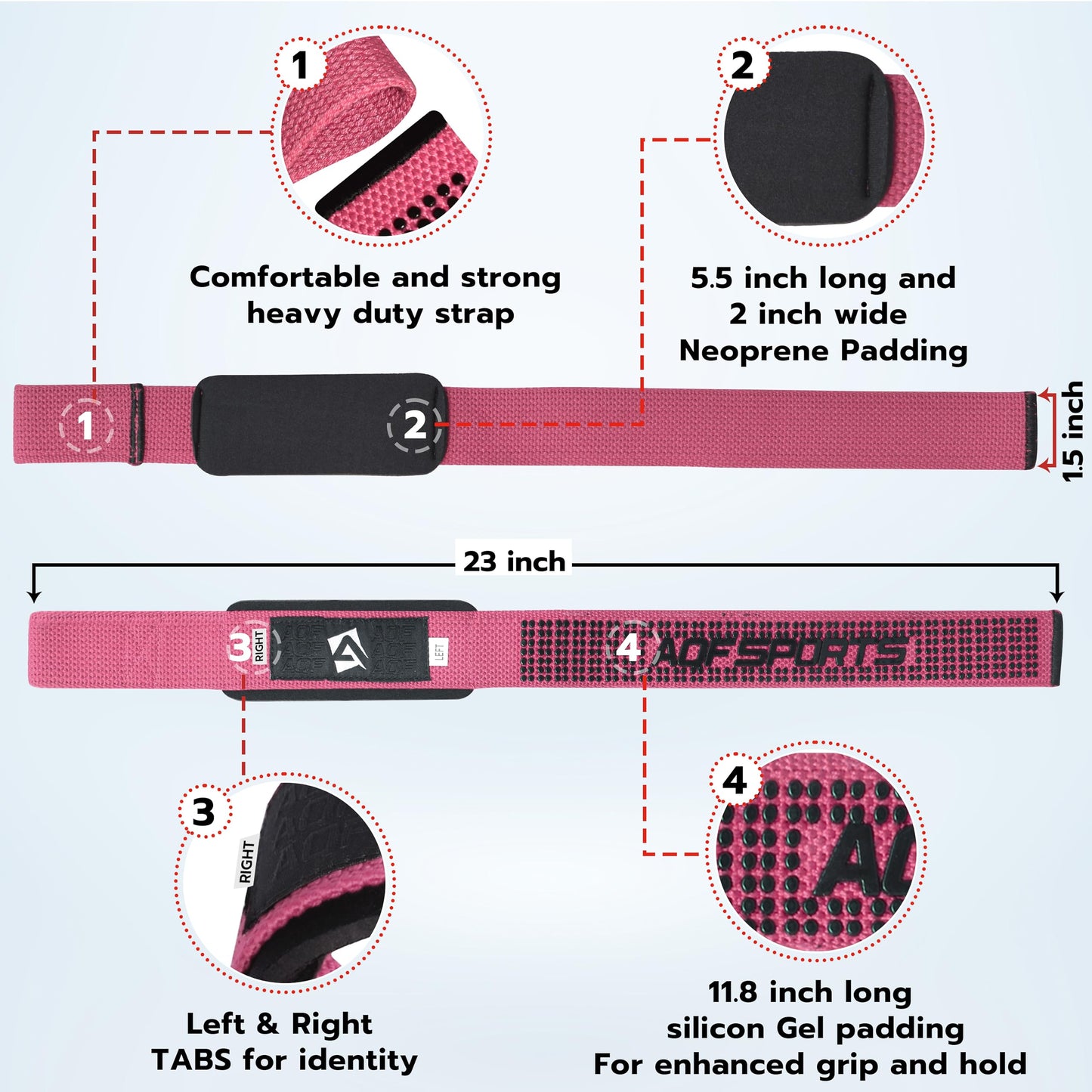 AQF Weight Lifting Straps, Padded Cotton Gym Wrist Straps for Deadlifts