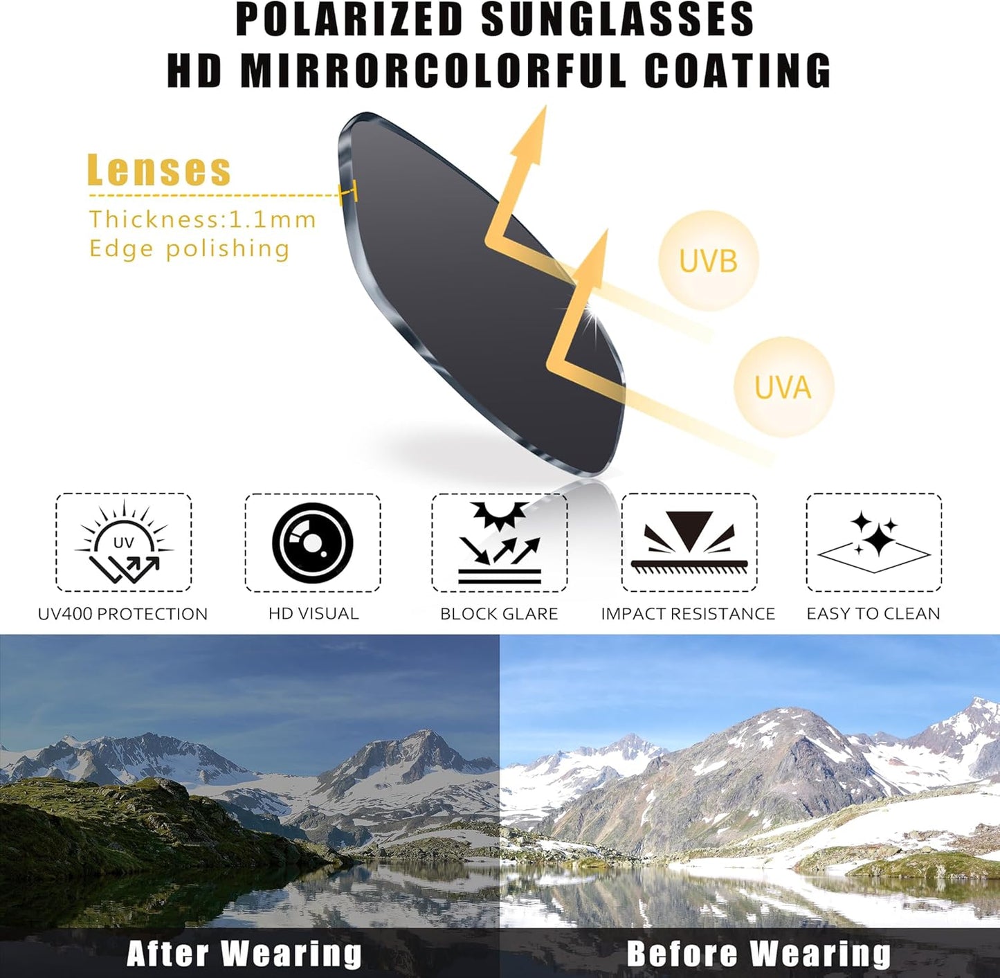 YDAOWKN Polarized Sunglasses for Men, Lightweight Sun Glasses With UV Protection for Driving Fishing Golf