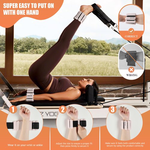 BECOJADDE Ankle Weights for Women Men Adjustable 1LB Wrist Weights Bracelet Set of 2 for Home Gym Weighted Bangles Wristbands Leg Arm Weights for Walking Swimming Running Pilates Yoga Gym, Beige