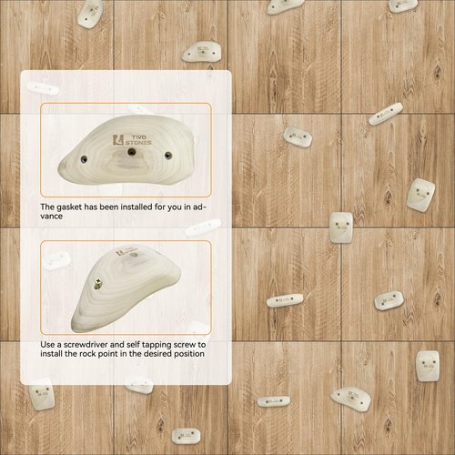 TWO STONES Wooden Rock Climbing Holds for Adults | Wood Rock Wall Climbing Holds | Variety Screw On Climbing Hold Grips Set with Mounting Hardware (HD5in1-B)