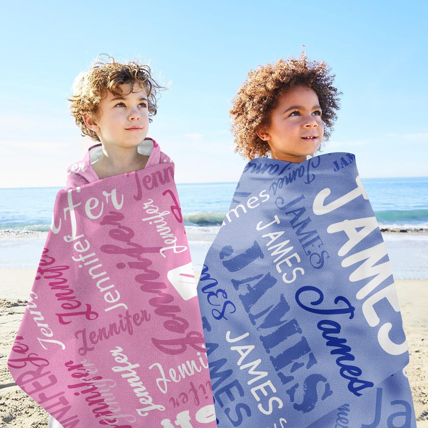 Yoltotude Personalized Kids Beach Towels Custom Sand Free Microfiber Beach Towel with Names & Monogram Customized Quick Dry Pool Towels for Girls Boys Standard Size Easter Gifts for Kids