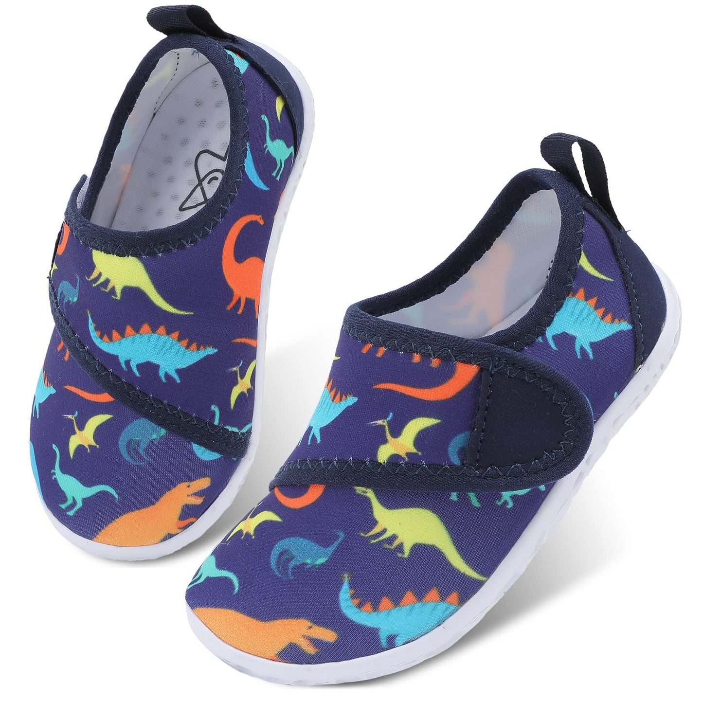LeIsfIt Boys Girls Water Shoes Kids Aqua Socks Toddler Quick-Dry Swimming Shoes Non-Slip Summer Shoe for Beach Pool Surf, Blue Dinosaur, 8 Toddler