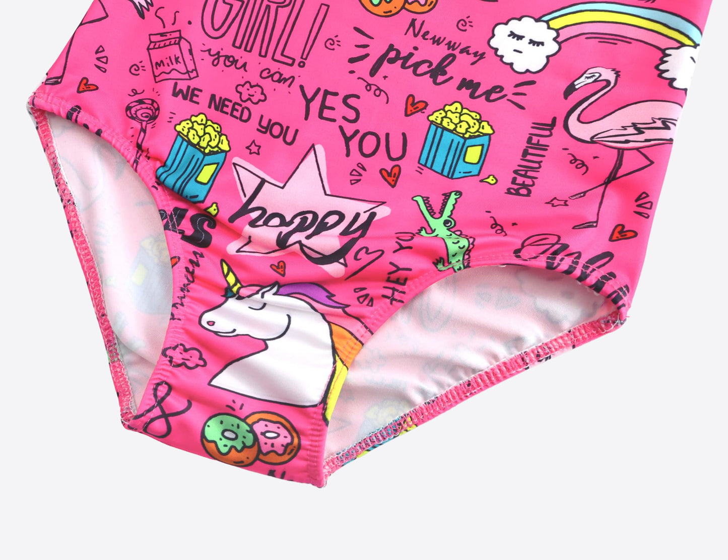 Girls Swimsuit Size 6-7 Years Old One Piece Bathing Suit Hotpink Rainbow Swimwear for Toddler Kids Swimming Practice
